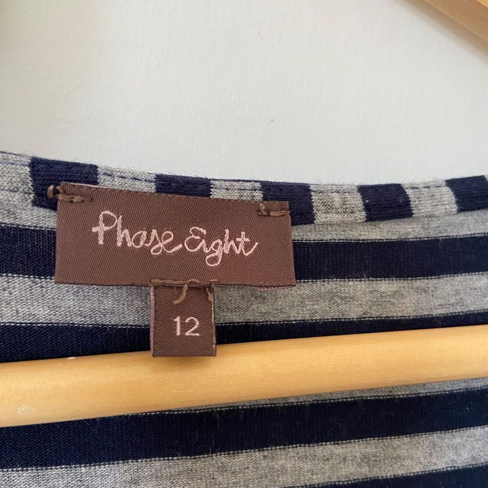 Phase Eight Striped Navy Grey Mini Dress/Tunic Size 12 - Picture 4 of 8